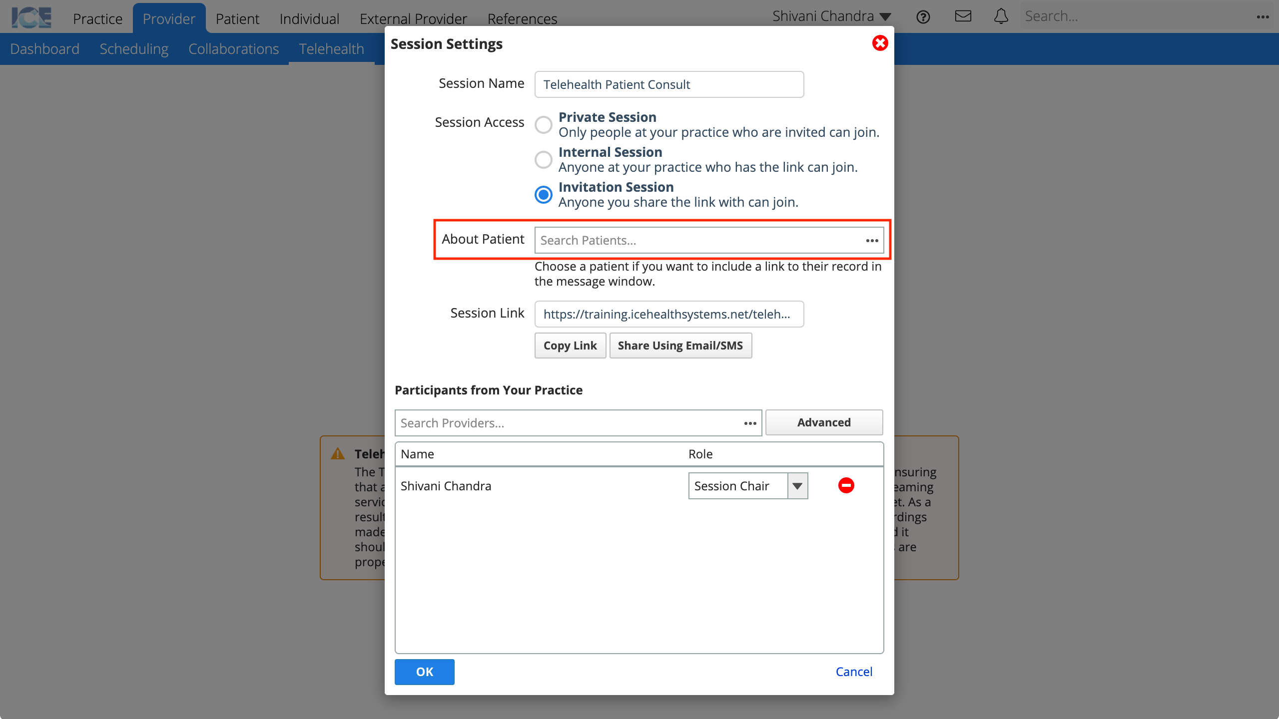 Highlight About Patient field.